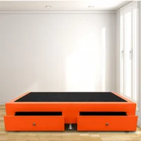 Base Cama Con Cajones Doble 140X190 Ecocuero Naranja