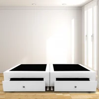 Base Cama Dividida Cajones King 200x200 Microfibra Blanco