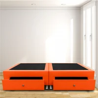 Base Cama Dividida Cajones Doble 140X190 Ecocuero Naranja