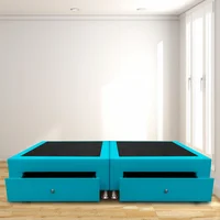 Base Cama Dividida Cajones Queen 160X190 Microfibra Azul
