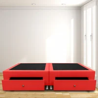 Base Cama Dividida Cajones Doble 140X190 Ecocuero Rojo