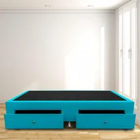 Base Cama Con Cajones Sencilla 90X190 Microfibra Azul