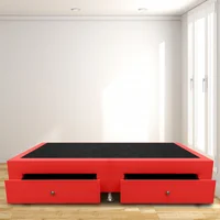 Base Cama Con Cajones Sencilla 90X190 Microfibra Rojo