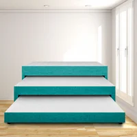 Cama Nido Triplex Doble 140X190 Ecocuero Azul