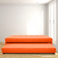 Cama Nido Jafar Sencilla 100X190 Ecocuero Naranja