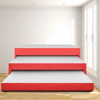 Cama Nido Triplex Doble 140X190 Ecocuero Rojo