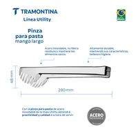 Pinza Para Pasta Mango Largo Utility De Acero Inoxidable Tramontina 28 Cm