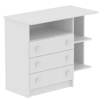 Cómoda Manaos En Mdp 3 Cajones Y 3 Compartimientos Color Blanco 90X78.5X45 Cm