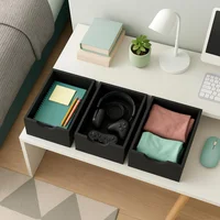 Set Organizador de 3 Cajones Santos en Aglomerado de Madera 32.8X23.2X30.8 cm Negro