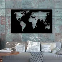 Cuadro Aplique Decorativo Mapamundi Calado 60x102cm