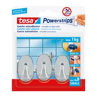 Tesa Power Strips Pequeno Ovalado x 3Und Cromado Tesa