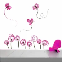 Vinilo Flores con Mariposas Niña 130x100