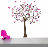 Vinilo Infantil Árbol Mariposas y Pájaros 200x180