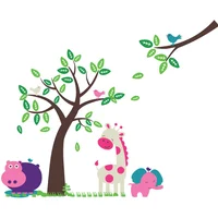 Vinilo Infantil Happy Jungle Tree Niña 220x180