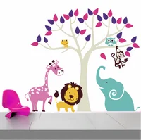 Vinilo Infantil Árbol de Animales Niña 180x160