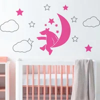 Vinilo Infantil Oso en la Luna T2 Niña 140x70