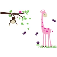 Vinilo Infantil Mico con Jirafa T2 Niña 220x190