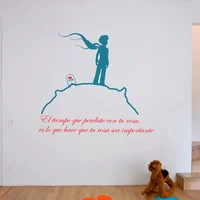 Vinilo Infantil Principito y Rosa Niña 100x90