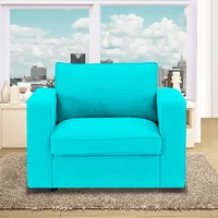 Poltrona Evans 100X90X80 Microfibra Azul