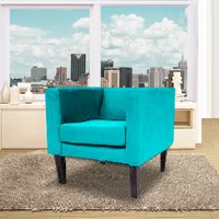 Poltrona Cruz 100X90X80 Microfibra Azul