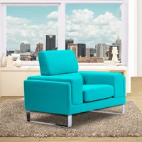 Poltrona Phillips 100X90X80 Ecocuero Azul