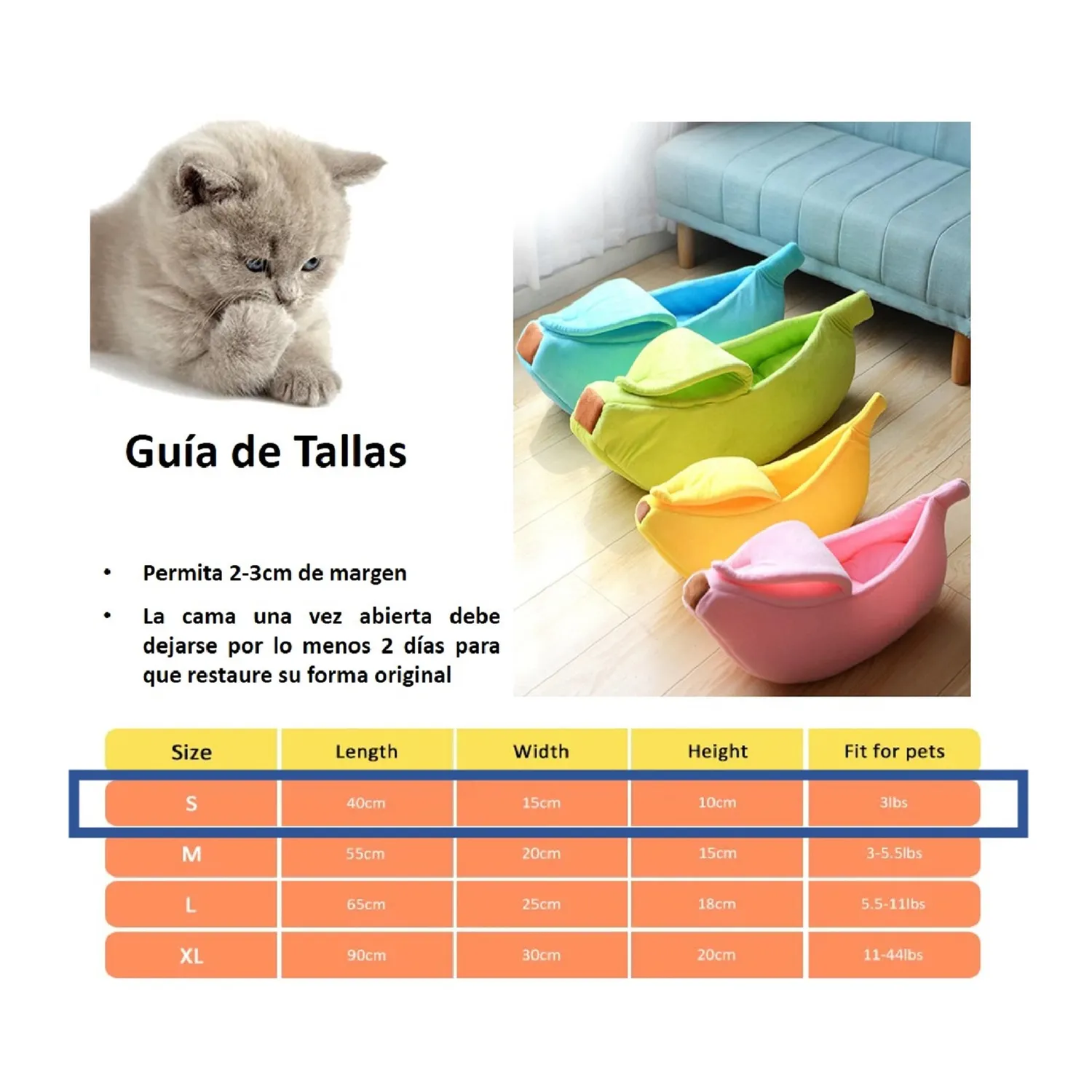 Cama Para Mascota Banana 40X15X1Cm Azul Solepet 4