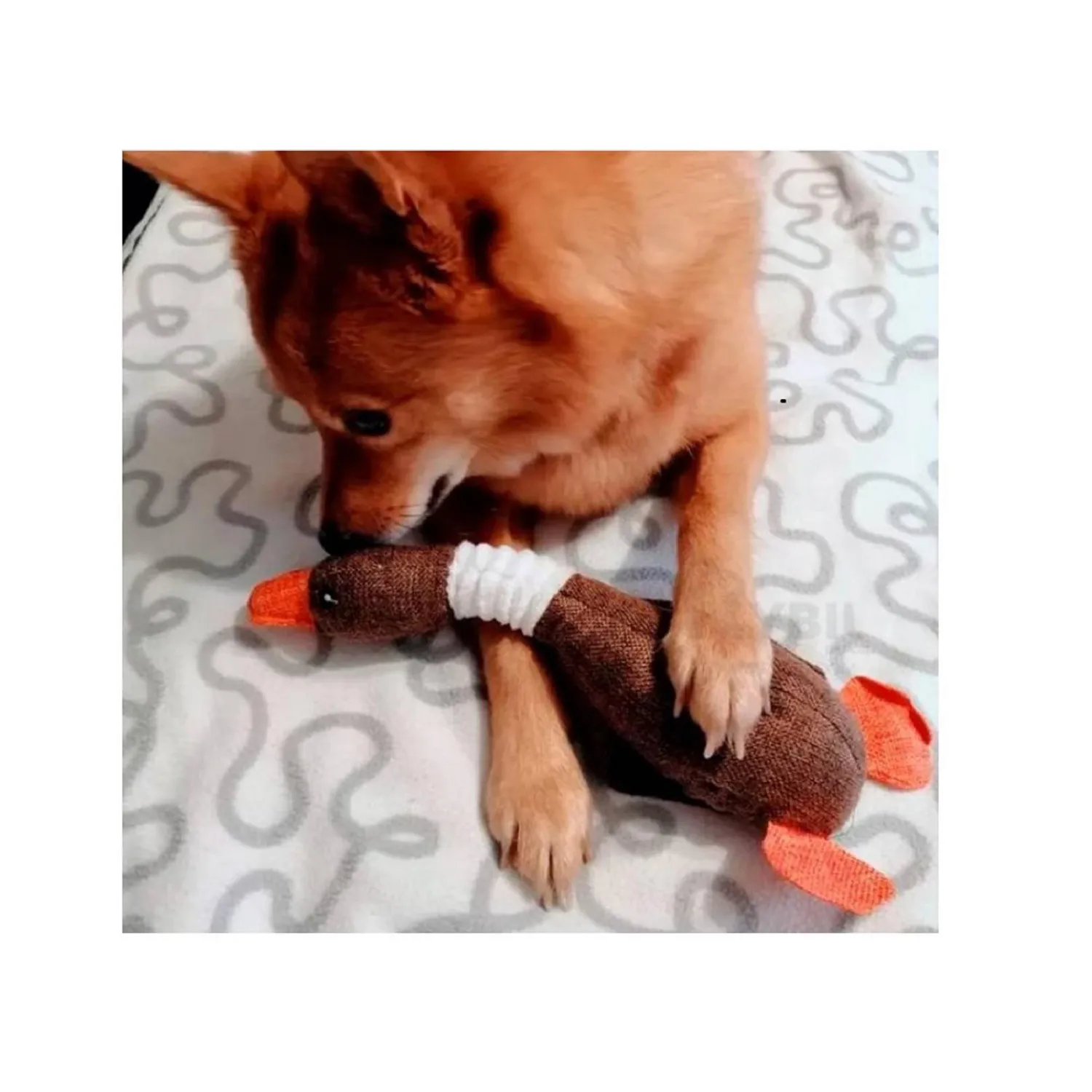 Pato De Tela Para Perro Con Sonido Solepet Color Café