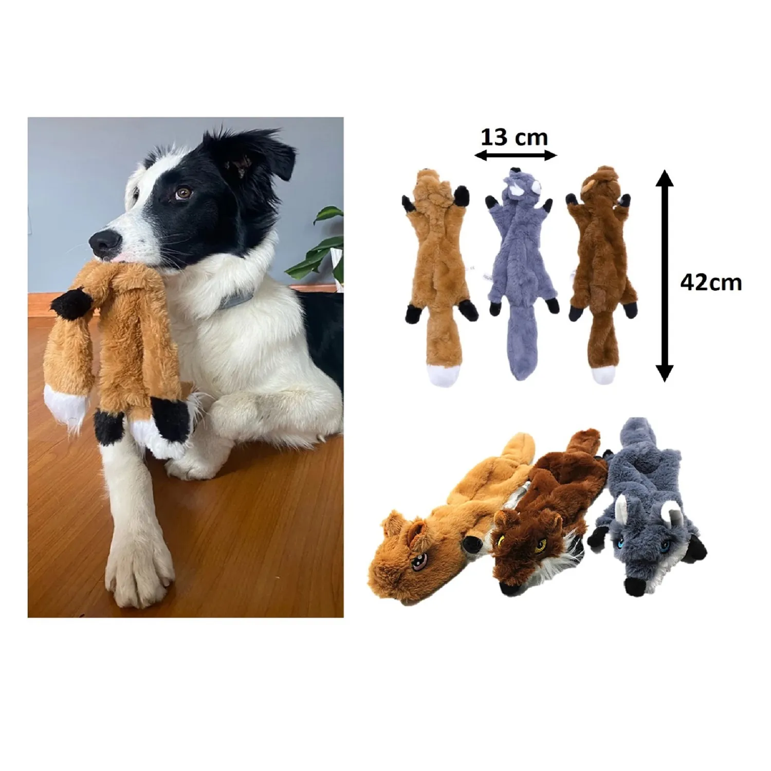 Peluche En Felpa Para Perro Mordedor Con Sonido Beige Solepet 3