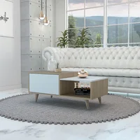 Mesa de Centro Bora Rovere+Blanco 43x100x50cm