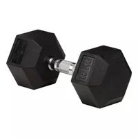 Mancuerna Hexagonal De 15 Kg Encauchetada Color Negra