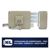Cerradura Sobreponer Tres Bulones Derecha Kron