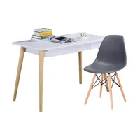 Escritorio Moderno White Redondo  con Silla Eames Gris