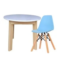 Mesa Redonda Infantil + Silla Eames Kids Azul