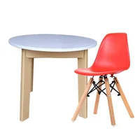 Mesa Infantil Redonda + Silla Eames Roja