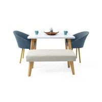 Juego de Comedor Lugo Matiz Sillas Tokyo Butaco Viena Índigo Taupe