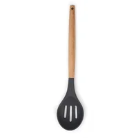 Cucharón Silicona Ranurado Mango Madera