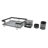 Set Escritorio 4 Piezas Malla Metal Negro