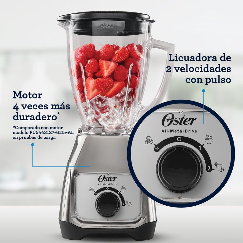Licuadora con Control de Perilla Oster, Vaso de Vidrio Litros