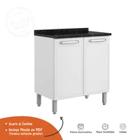 Mueble Inferior De Cocina Bertolini En Acero 89X80Cm Incluye Mesón Mdp Blanco