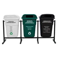 Punto Ecológico 3 Puestos 100L Blanco Verde Negro