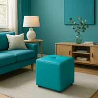 Puff Cubo 42x40x40 Azul Turquesa