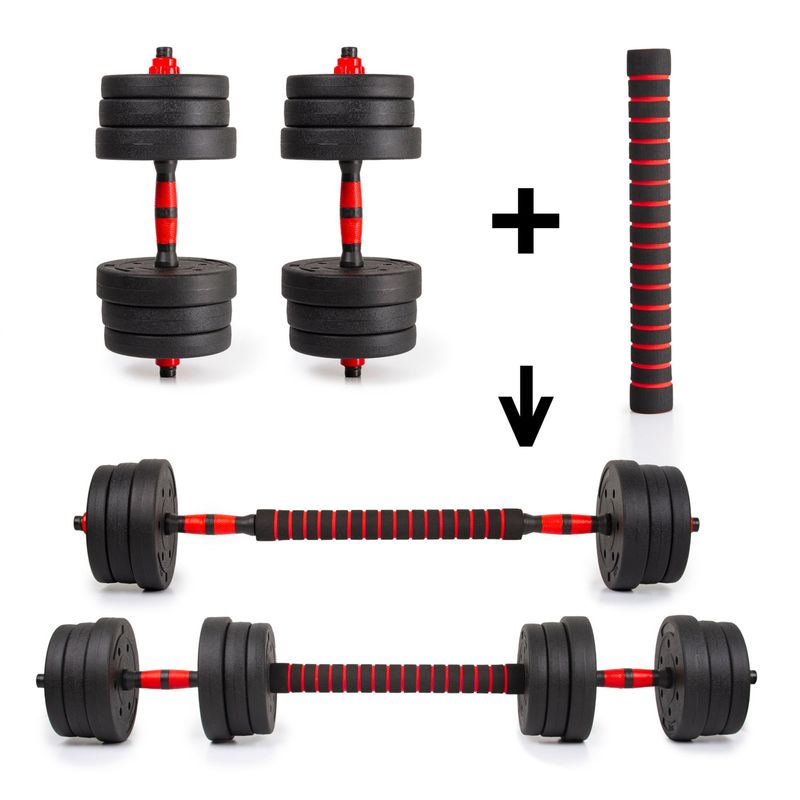 20 Kg Set De Pesas Con Barra Kit De Mancuernas Termoforradas Con