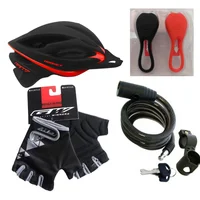 Kit Casco Hornet + Guantes + Luces + Guaya Negro -Rojo