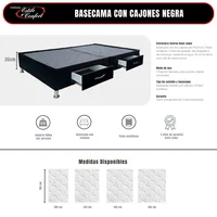 Base Cama Con Cajones En Lona Negra 160X190