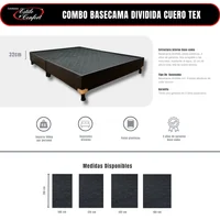 Base Cama Dividida Cuero Sintético Negro King 200X200