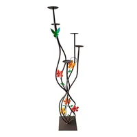 Candelabro de Piso Pina Café Flores Tierra con 5 Soportes
