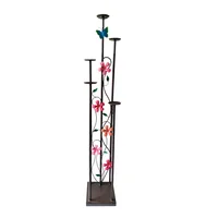 Candelabro de Piso Moderno Café Flores Pasteles con 5 Soportes