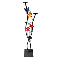 Candelabro de Piso V Café Flores Tierra con 3 Soportes