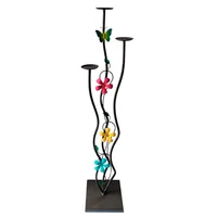 Candelabro de Piso Entorchado Flores Tierra con 3 Soportes