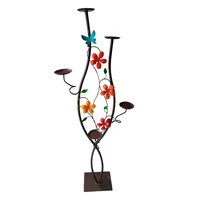 Candelabro de Piso V Café Flores Tierra con 5 Soportes
